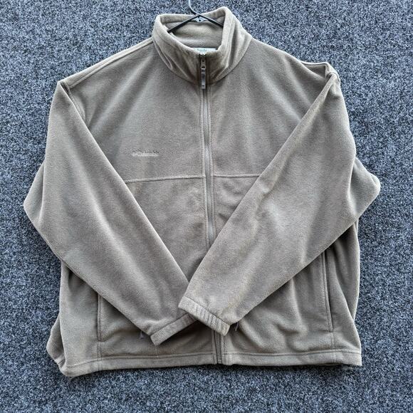 Columbia Tan Sherpa Zip Up Jacket Mens XXL Soft Fleece - Picture 1 of 7